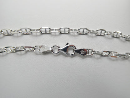 Real 925 Sterling Silver 10 Inch Mariner Anklet 14k White Gold Finish