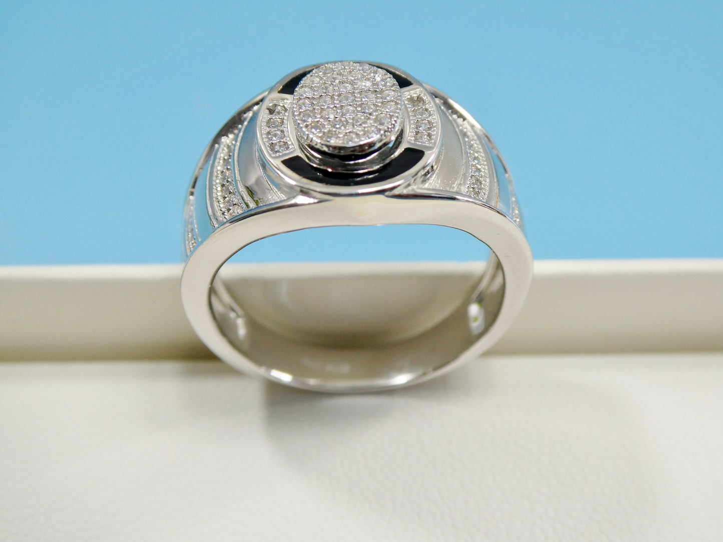 real solid 925 sterling silver men ring rhodium plating finish