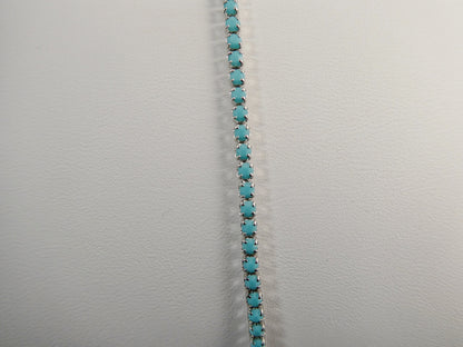 Turquoise Anklet With Extension Tennis Bracelet Real 925 Sterling Silver