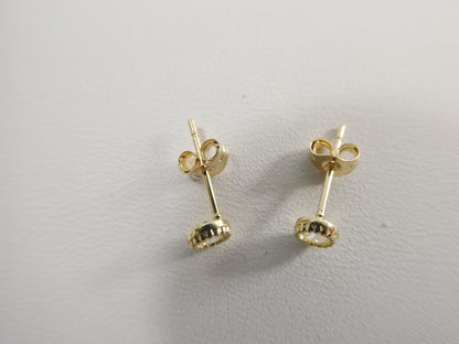 Real 10k Solid Yellow Gold Push Post 3mm Stone Small Stud Earrings