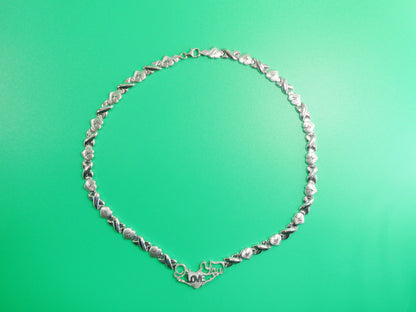 Sterling Silver XOXO Necklace Bracelet Set - 14k White Gold Tone
