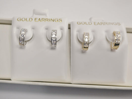 real 10k solid yellow gold square-cut stone hoop huggie earrings