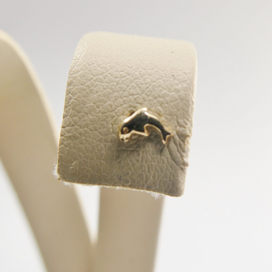 14k Real Solid Yellow Gold Dolphin Nose Stud Ring