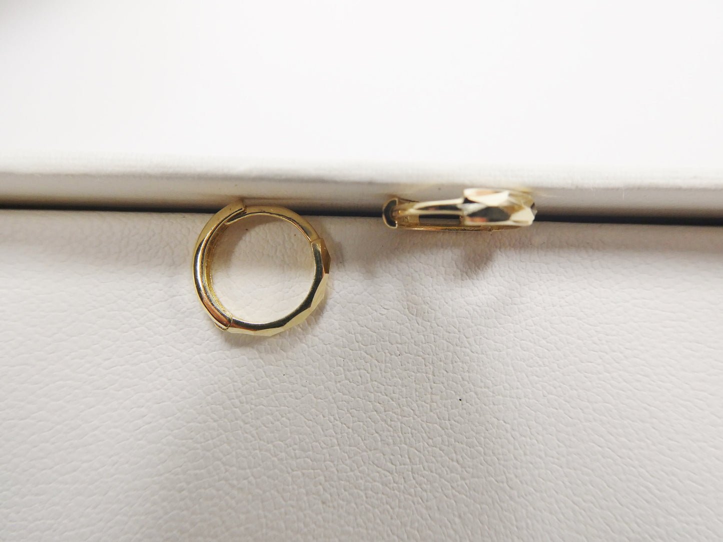 real 10k solid yellow gold diamond cut 13mm hoop huggie earrings