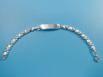 Real 925 Sterling Silver 6 Inch XOXO Naby ID Nracelet