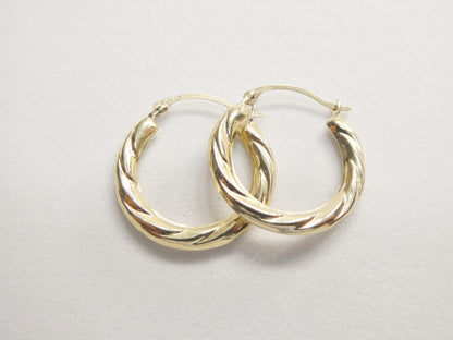 10k Real Solid Yellow Gold 18MM Classic Design Hoop Earrings