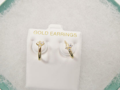 Real 10k Solid Yellow Gold Designer Hoop Huggie Earrings