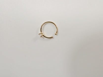 14k Real Solid Yellow Gold CZ Hoop Earring Cartilage Daith Eing Piercing