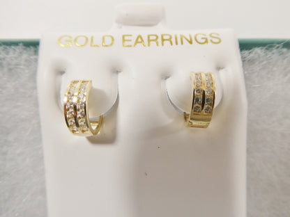 Real 10k Solid Yellow Gold Tiny Two Line Earring / Cartilage Daith Hoop Huggie Earrings