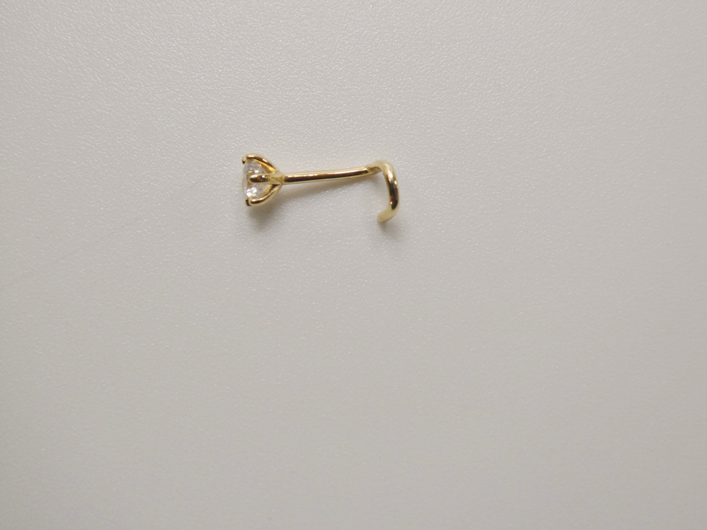 14k real solid yellow gold 3mm stone twist nose ring