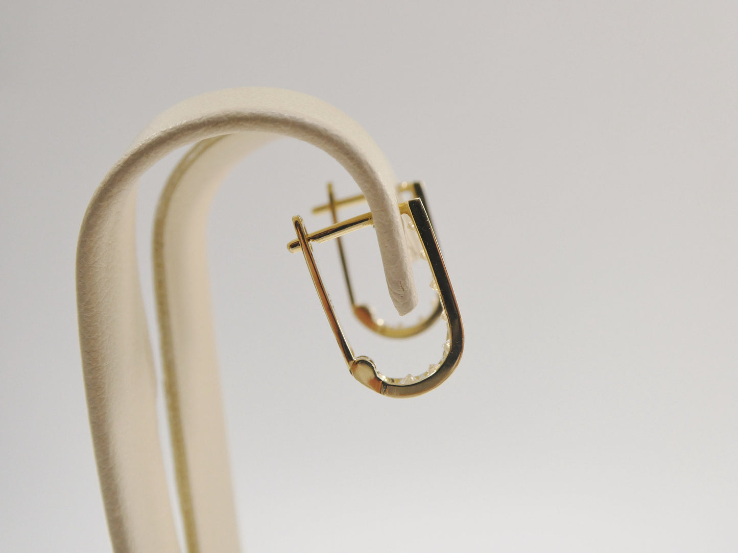 real 10k solid yellow gold birthstone color straight line French back earring