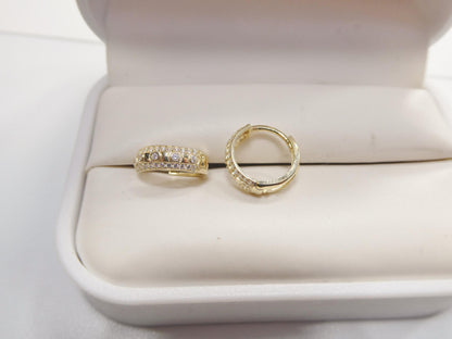Real 10k Solid Yellow Gold Designer Hoop Huggie Earrings
