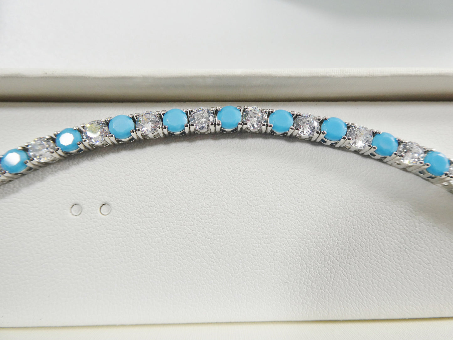 4mm 7 Inch turquois tennis bracelet real 925 sterling silver