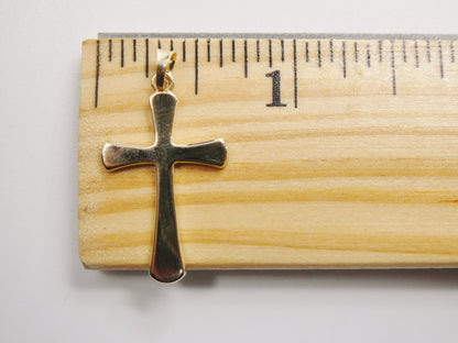 14k Real Solid Yellow Gold Super Polish Cross Pendent and Robe Necklace