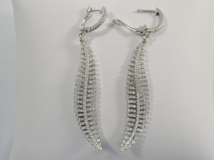 Real 925 Sterling Silver Micro Pave Setting 14k White Gold Color Finish Drop Earring