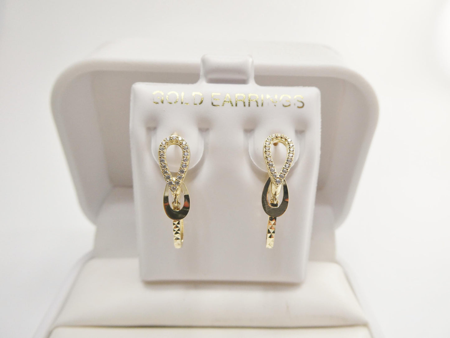 real 10k solid yellow gold designer teardrop hoop huggie earrings
