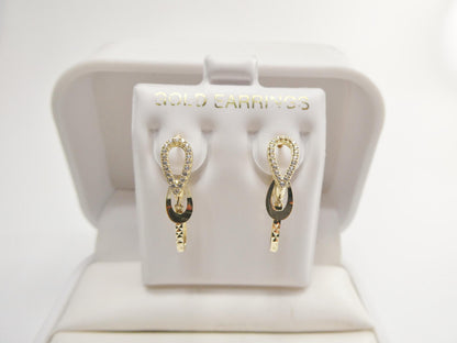 Real 10k Solid Yellow Gold Designer Teardrop Hoop Huggie Earrings