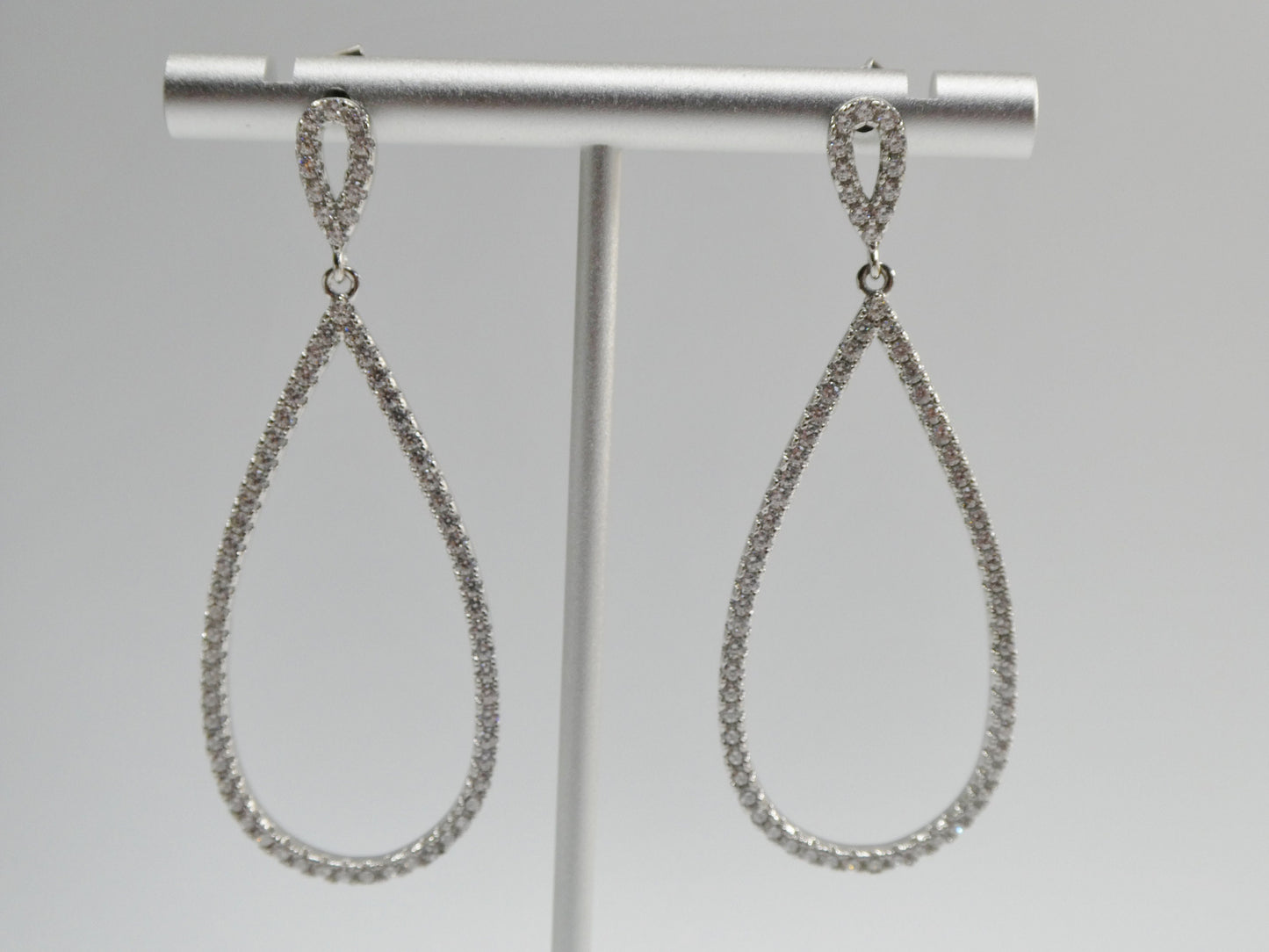 real 925 sterling silver micro pave setting 14k white gold color finish drop earrings
