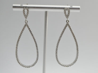 Real 925 Sterling Silver Micro Pave Setting 14k White Gold Color Finish Drop Earrings