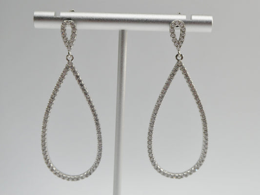 real 925 sterling silver micro pave setting 14k white gold color finish drop earrings