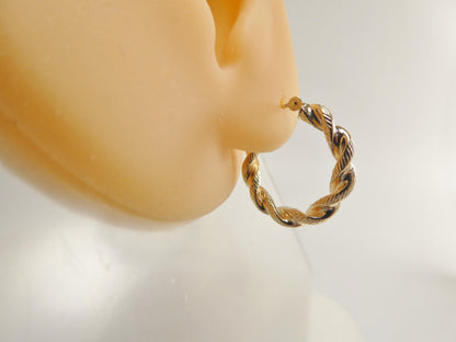 14k Real Solid Yellow Gold Classic Twist Earrings