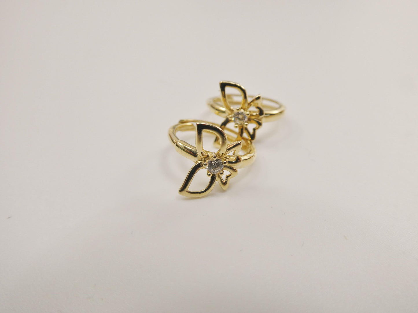 real 10k solid yellow gold butterfly hoop huggie earrings