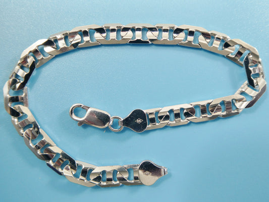 6mm real solid mariner link solid 925 sterling silver men bracelet lobster lock