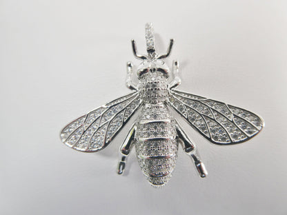 Real Solid 925 Sterling Silver Large Honey Bee Pendent