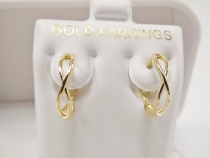Real 10k Solid Yellow Gold Designer Hoop Huggie Earrings
