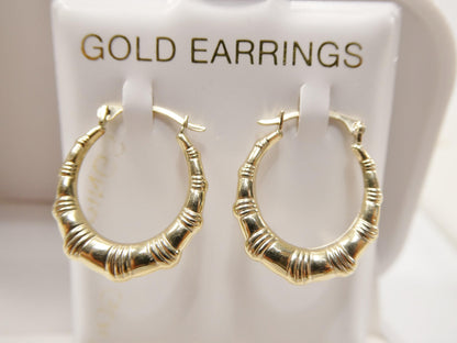 10k Real Solid Yellow Gold 18MM Classic Design Hoop Earrings