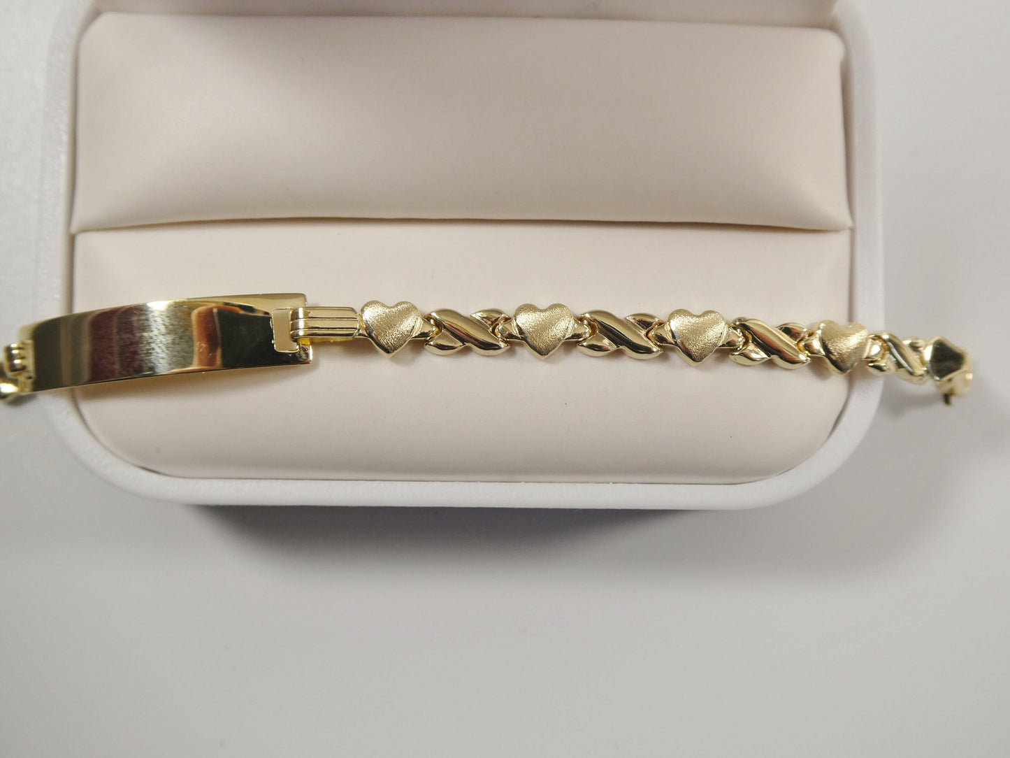 14k real solid yellow gold xox heart 6 inch baby id bracelet