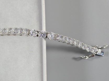 Real 925 Sterling Silver Tennis Bracelet 3mm / 4mm / 5mm White Gold Finish