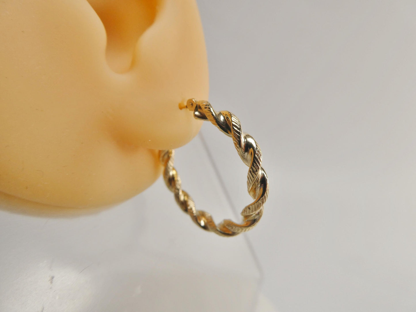 14k real solid yellow gold classic twist earrings