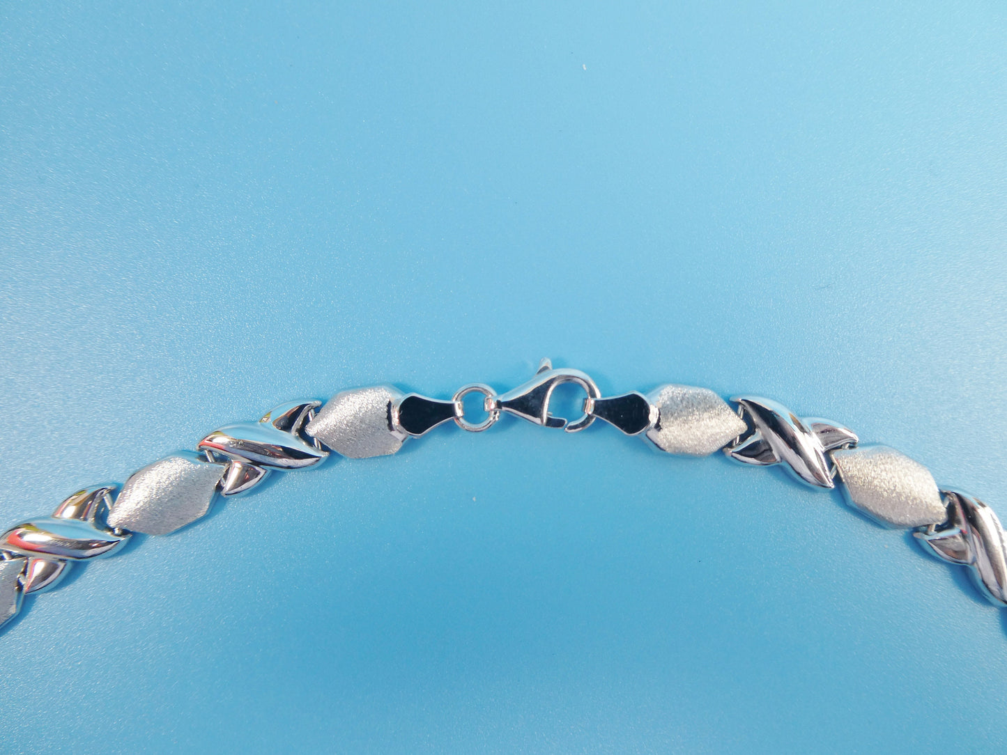 14k white gold color tone necklace  xoxo satin finish over real 925 sterling silver