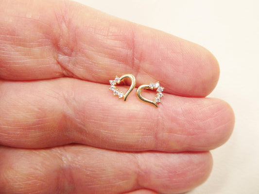 10k real solid gold heart micro fave setting push back earrings