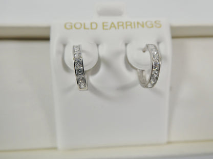 Real 10k Solid Yellow Gold 13mm Prong Setting Huggie Hoop Earrings