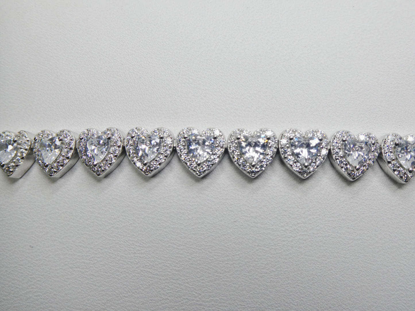 real  925 sterling silver heart stone set necklace and bracelet