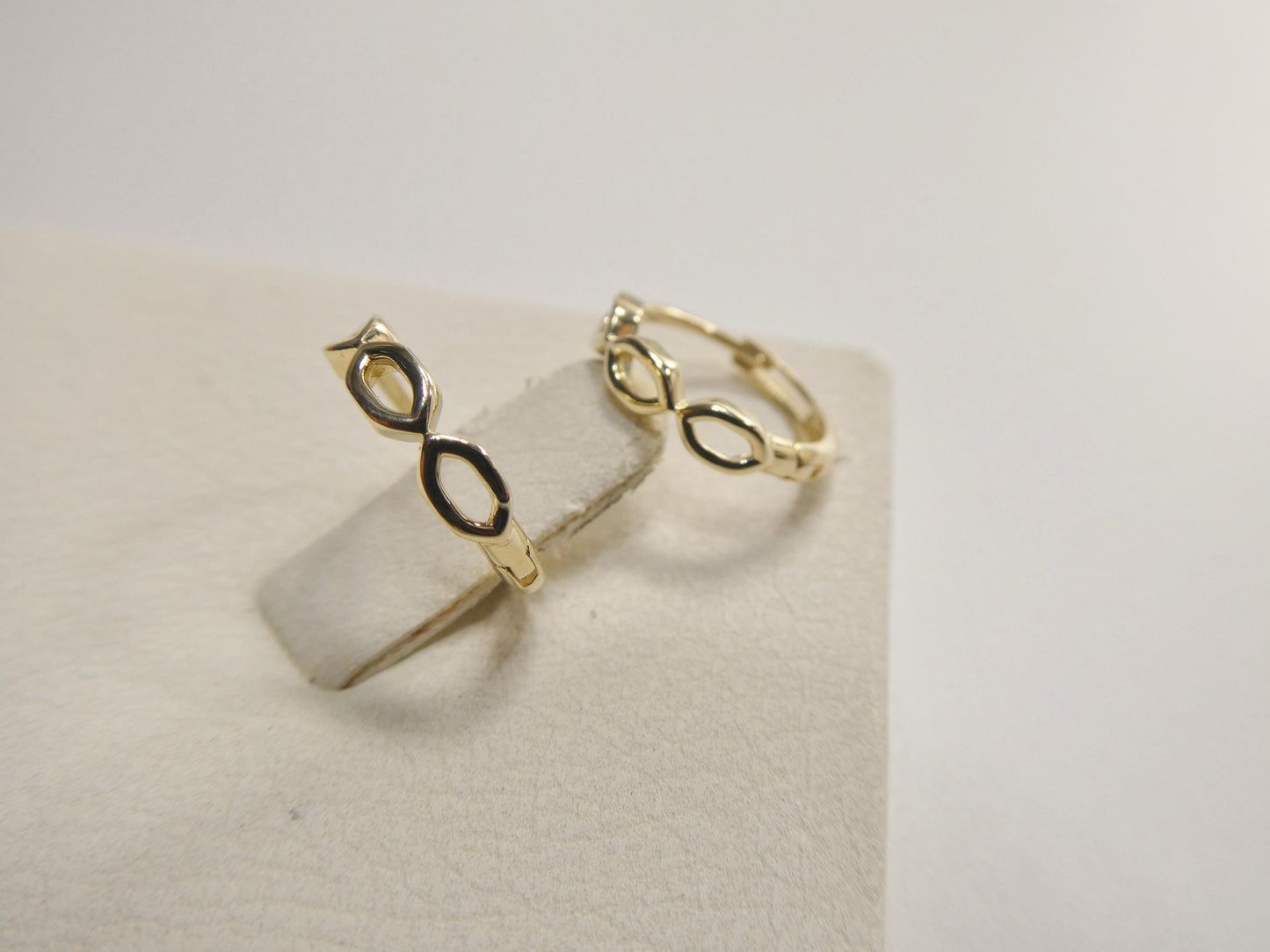 real 10k solid yellow gold designer hoop huggie earrings