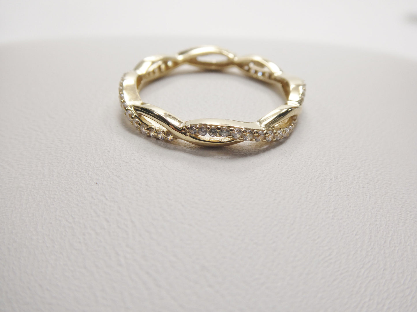 real 10k solid yellow gold women's classic micro pave setting ring