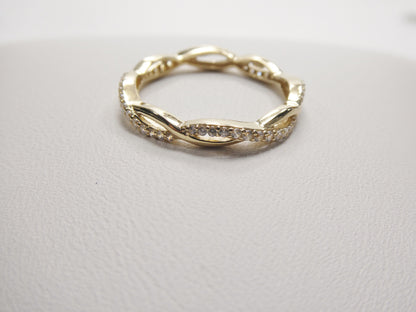 Real 10k Solid Yellow Gold Women's Classic Micro Pave Setting Ring