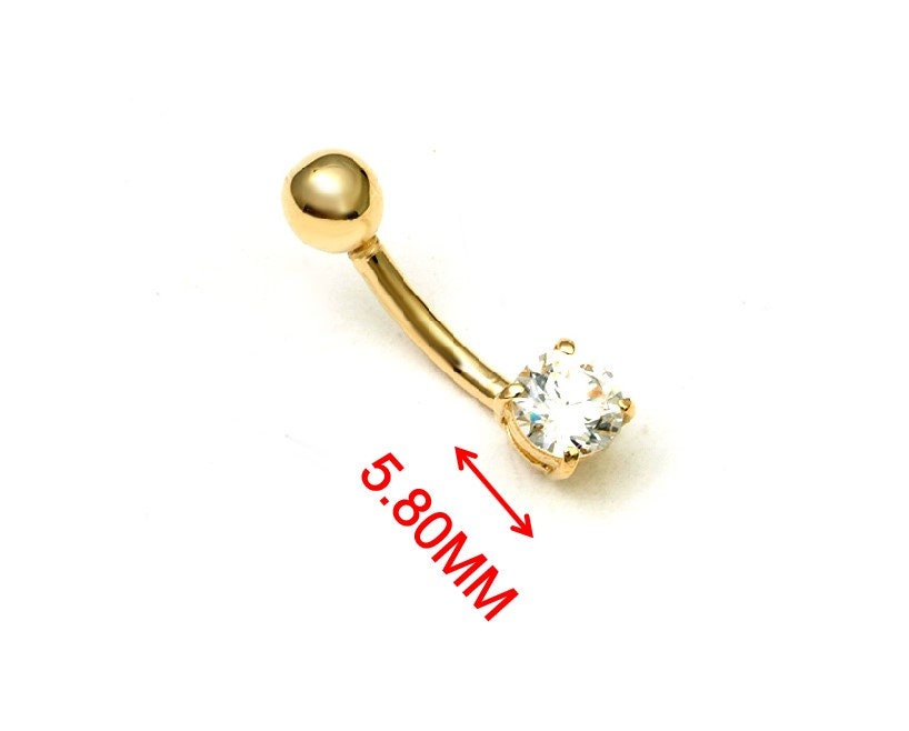 14k real solid yellow gold 5mm stone basket setting belly button ring piercing