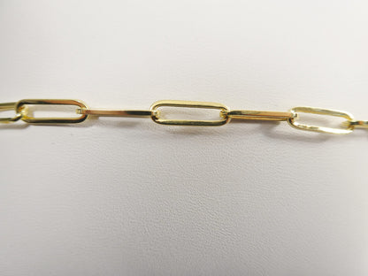 Real 14k Solid Yellow Gold Paperclip 7.25 Inch Bracelet