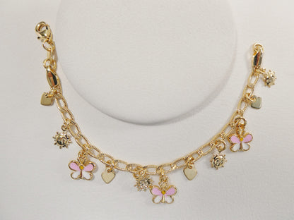 5.5 inch 14k Gold Filled CURB Style Butterfly Pendent Dropping Baby Bracelet