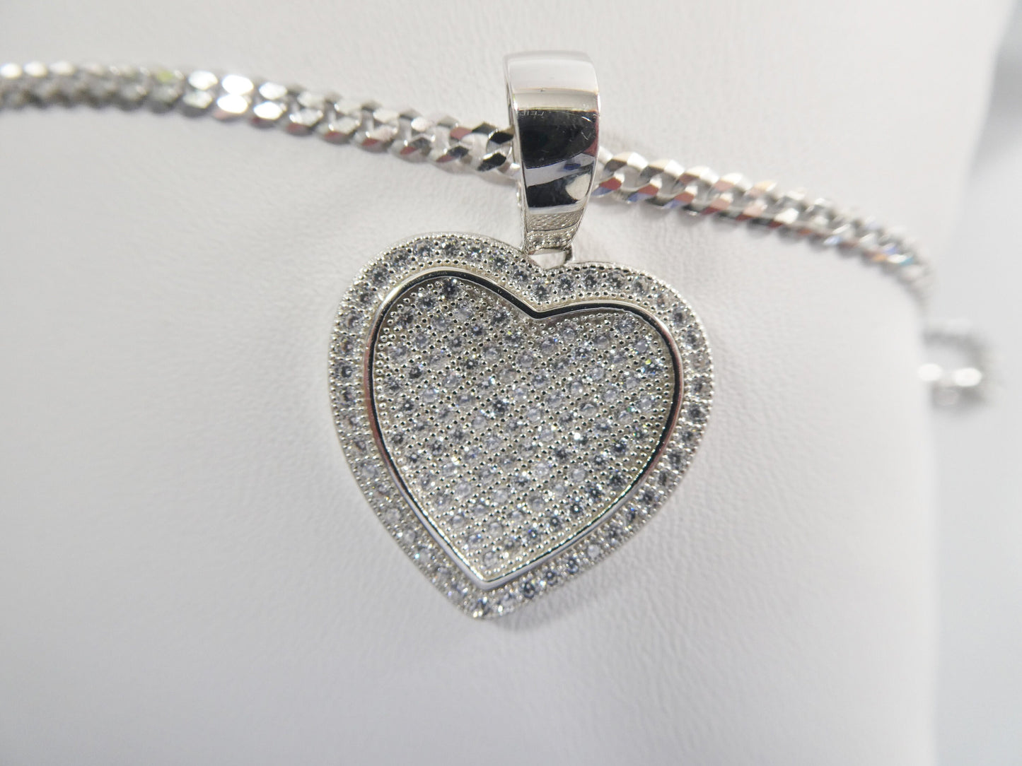 real 925 sterling silver 18 inch flat chain and heart pendent charm