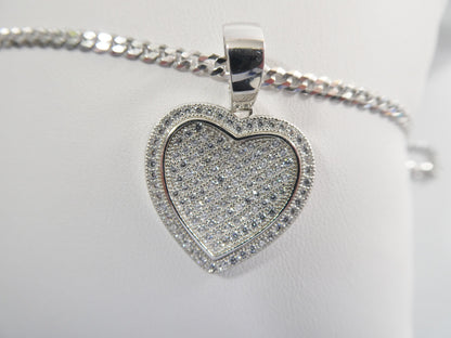 Real 925 Sterling Silver 18 Inch Flat Chain & Heart Pendent Charm