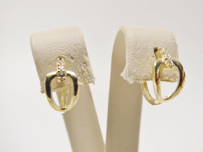Real 10k Solid Yellow Gold Buckle Hoop Huggie Earrings