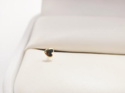 14k Real Solid Yellow Gold Heart Long Post Nose Ring