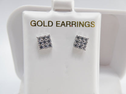 Real 10k Solid Yellow Gold Square Push Post Stud Earrings