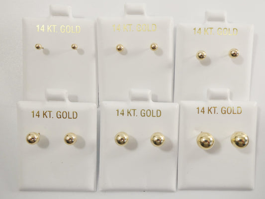 14k solid yellow gold high polish screw post ball earring