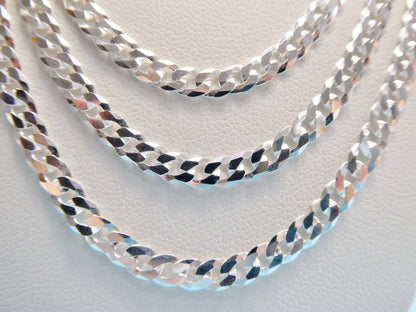 Real 925 Sterling Silver 4MM Italian Solid Chain Lobster Lock Clasp